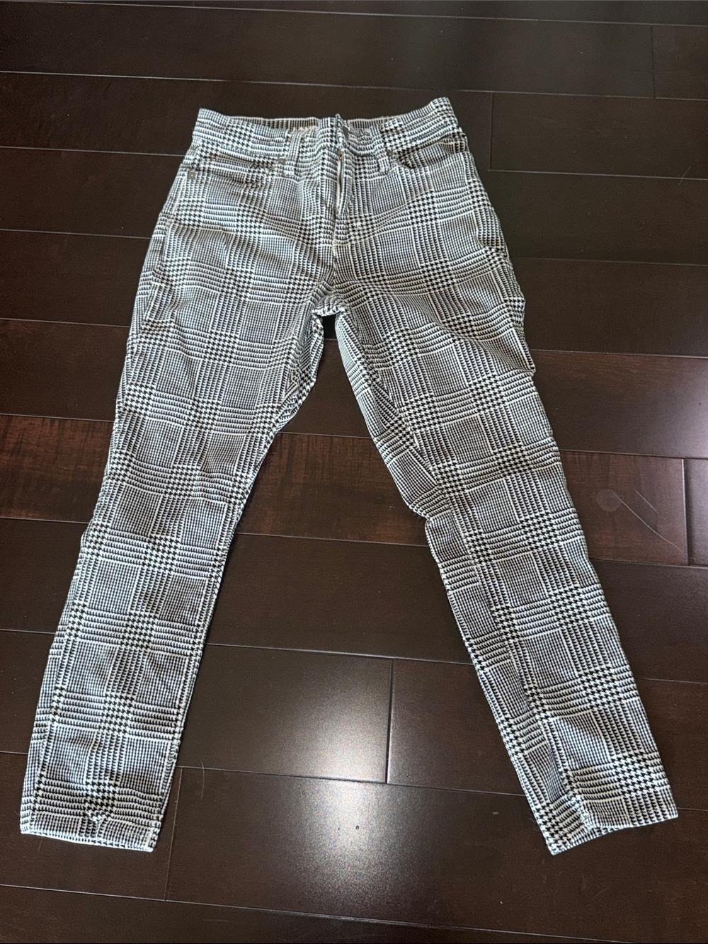Lands' End Black and White Plaid Skinny Jeans